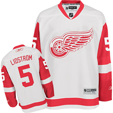 Wings #5 Nicklas Lidstrom White NHL Jersey