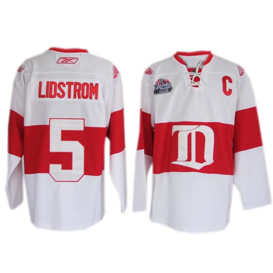 Nicklas Lidstrom White jersey, Detroit Red Wings #5 NHL jersey