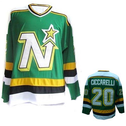 Dino Ciccarelli Jersey Green #20 Dallas Stars Stitched Throwback CCM NHL Jersey