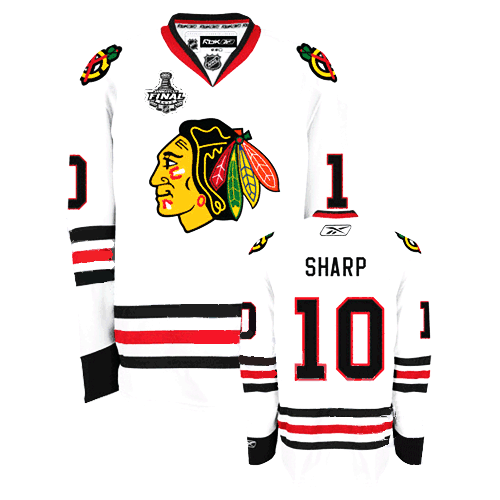 
Chicago Blackhawks #10 Patrick Sharp White Stanley Cup Finals Patch NHL Jersey