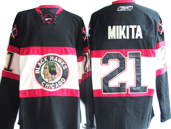 Mikita black blackhawks NHL Jersey