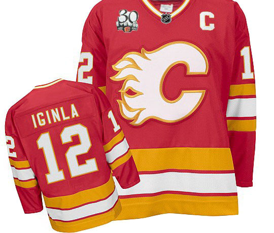 30th NHL #12 Red Jarome Iginla Calgary Flames Jersey