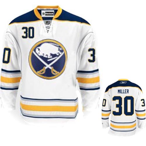 Third Stitching Man NHL #30 White Ryan Miller Buffalo Sabres Jersey
