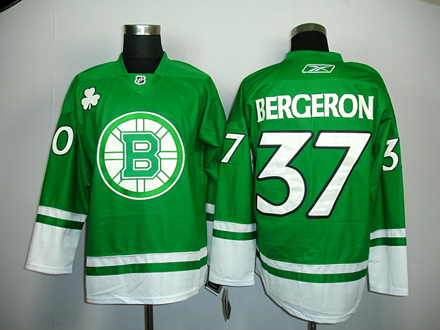 #37 Bergeron Green  Boston Bruins NHL jersey