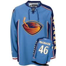 Thrashers #46 Spencer Machacek Blue NHL Jersey