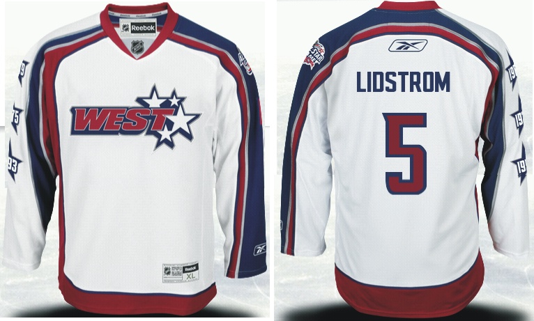 White Nicklas Lidstrom Wings 2009 All Star Western Conference NHL #5 Jersey