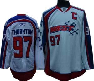 Thornton Jersey: 2009 All Star West Edge NHL #97 San Jose Sharks Jersey In White