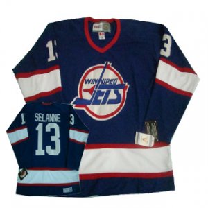 #13 Dark Blue Teemu Selanne NHL Winnipeg Jets Jersey