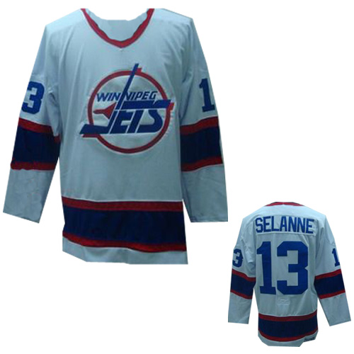 NHL Winnipeg Jets #13 Teemu Selanne White Premier Throwback Jersey