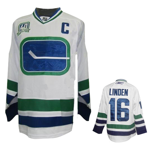 NHL Vancouver Canucks #16 Trevor Linden White Third With 40th Patch Jersey