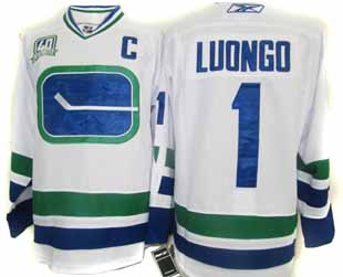 Canucks #1 Roberto Luongo White The third section NHL Jersey