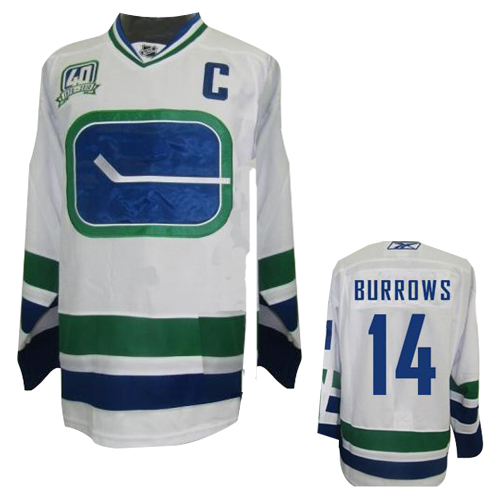 NHL Vancouver Canucks #14 Alexandre Burrows Road White Premier Third With 40th Patch Jersey