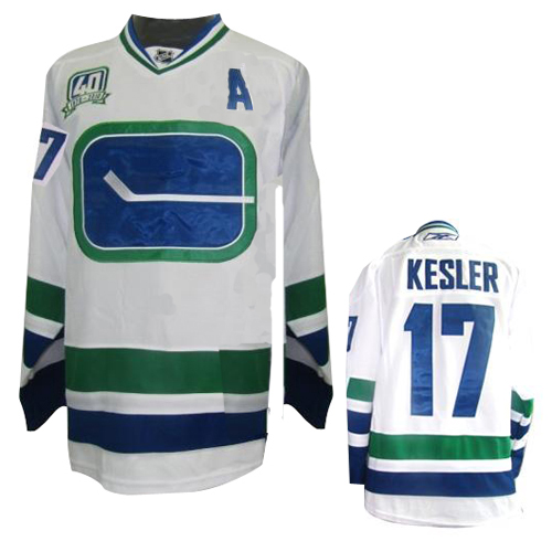 Canucks #17 Ryan Kesler White Premier Third With 40th Patch NHL Jersey