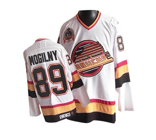 Alexander Mogilny Jersey White Premier CCM Throwback #89 NHL Vancouver Canucks Jersey
