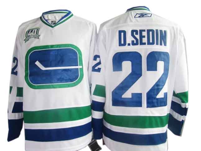 D.Sedin White Jersey, NHL Vancouver Canucks #22 3rd 40th Jersey