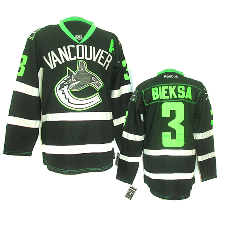 Black BIEKSA Ice NHL Vancouver Canucks #3 Jersey