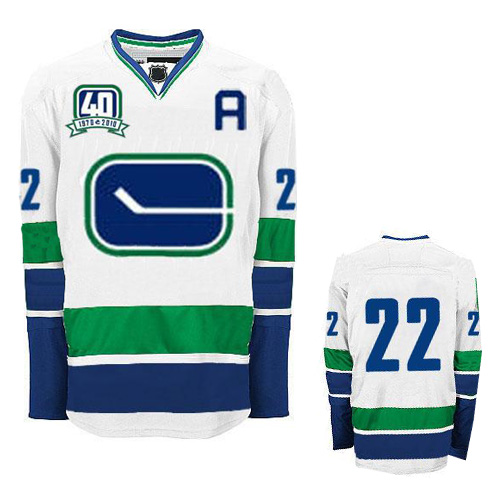 Daniel Sedin Road Jersey White Third With 40th Patch Premier #22 NHL Vancouver Canucks Jersey