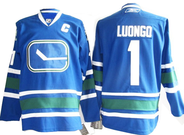 Blue Roberto Luongo Jersey, NHL Vancouver Canucks #1 The Third Section Jersey