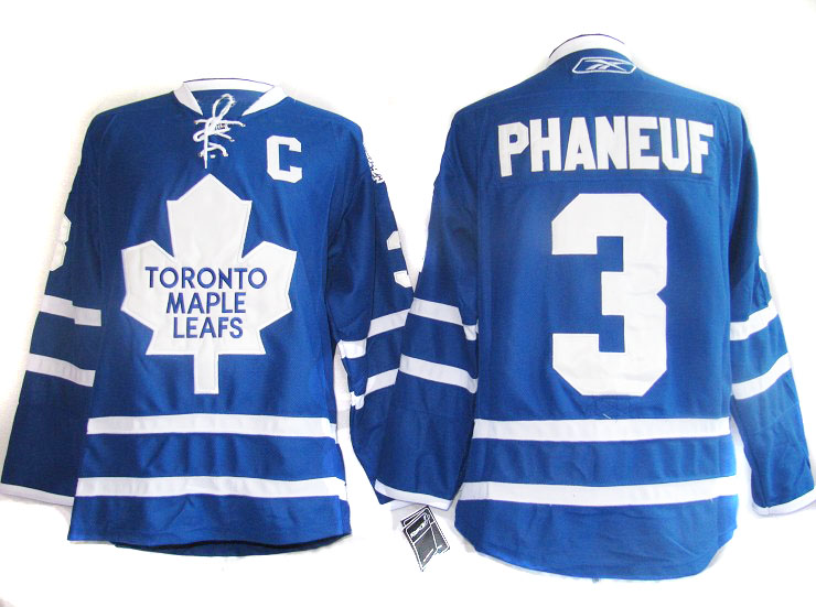#3 Phaneuf Blue NHL Toronto Maple Leafs C Patch Jersey