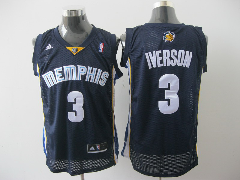 Allen Iverson Jersey Blue #3 NBA Memphis Grizzlies Jersey