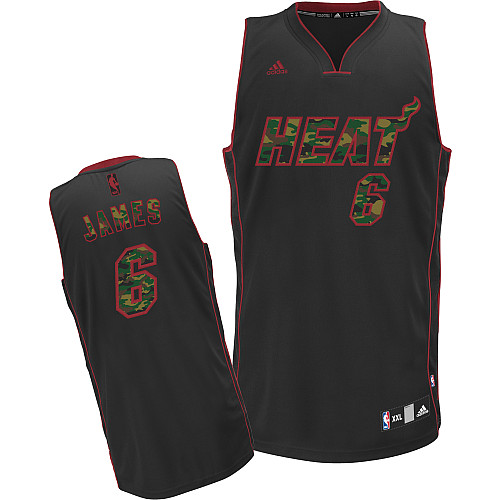 Camo Black LeBron James Heat #6 Jersey