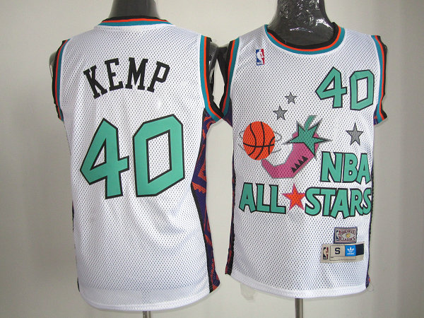 Shawn Kemp Jersey: SuperSonics 1995 All Star throwback #40 Oklahoma City Thunder Jersey In White