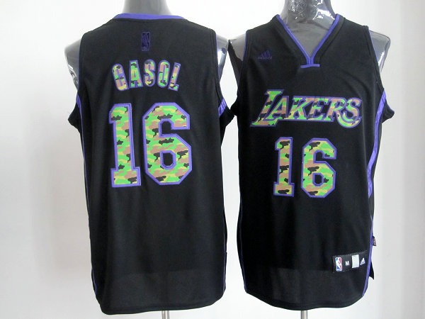 black camo Gasol jersey, Los Angeles Lakers #16 NBA Revolution 30 jersey