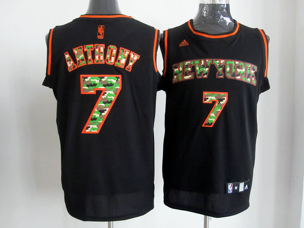 New York Knicks #7 Carmelo Anthony NBA Revolution 30 jersey in camo black