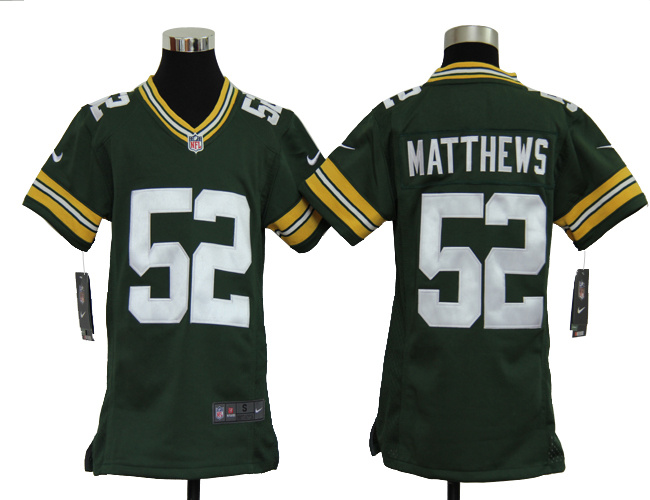 Clay Matthews Team Color Jersey, Nike Green Bay Packers #52 Youth NFL Game Jersey