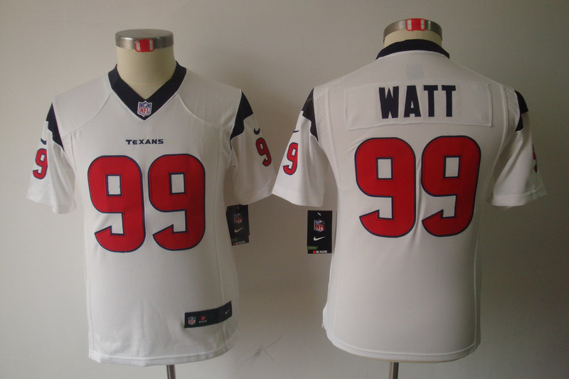 Texans #99 JJ Watt letter size white Nike Youth NFL Jersey