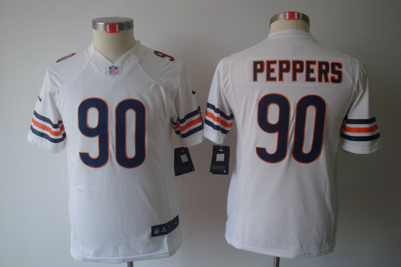 white Peppers limited Youth Nike NFL Chicago Bears #90 Jersey
