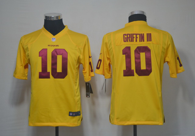 Yellow Griffin III limited Youth Nike NFL Washington Redskins #10 Jersey