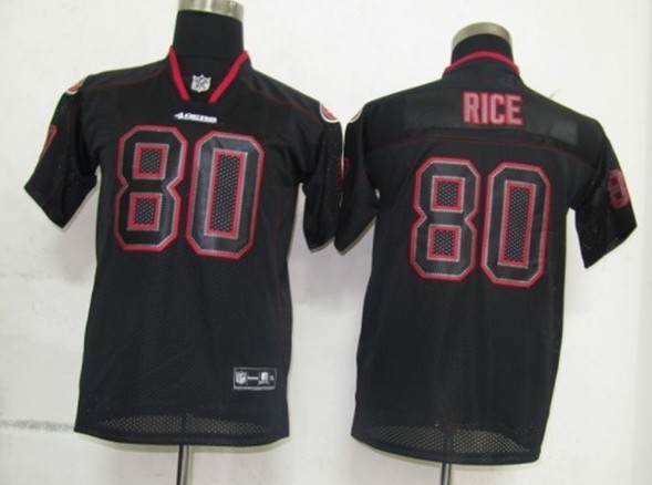 Black Jerry Rice Lights Out Elite Youth Nike NFL San Francisco 49ers #80 Jersey