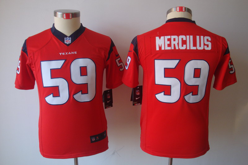 red Whitney Mercilus NFL Jersey, Nike Houston Texans #59 NFL Youth letter size Jersey