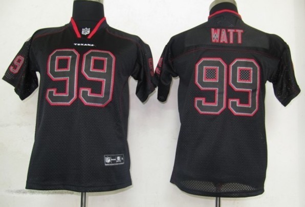 Nike Houston Texans #99 Watt Kids Lights Out Elite NFL Jersey in Black