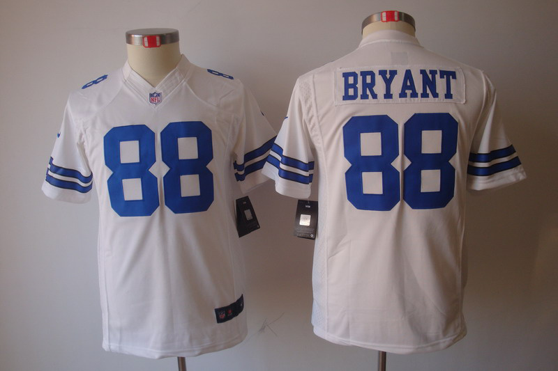 White Bryant letter size Youth Nike NFL Dallas Cowboys #88 Jersey