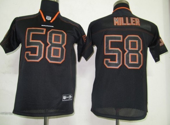 Black Miller Lights Out Elite Kids Nike NFL Denver Broncos #58 Jersey