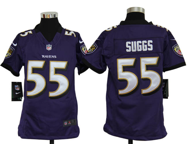 Ravens #55 Suggs Purple Nike Kids NFL Jersey