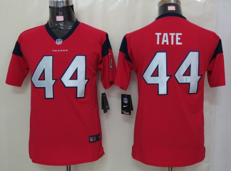 Youth letter size #44 Tate Red Nike Houston Texans Jersey