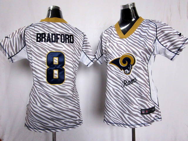 Team Color Sam jersey, St.Louis Rams #8 Women Nike Zebra Fashion jersey