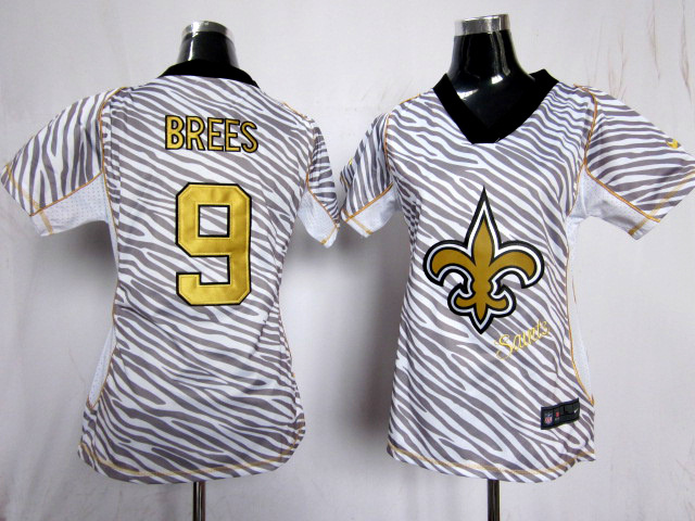 Saints #9 Drew Brees Team Color Women Nike Zebra Fashion Jersey