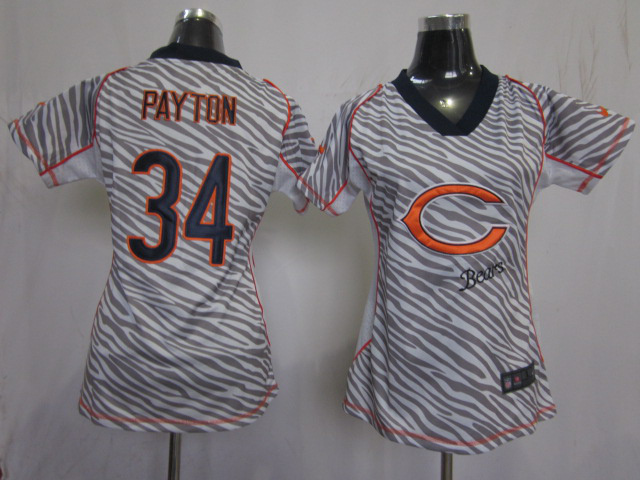 Chicago Bears #34 Walter Payton Team Color Women Nike Zebra Fashion jersey