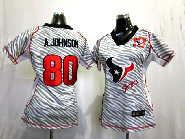 Andre Johnson Team Color Texans Women 2012 Nike Zebra Field Flirt Fashion 10TH Anniversary patch Jersey