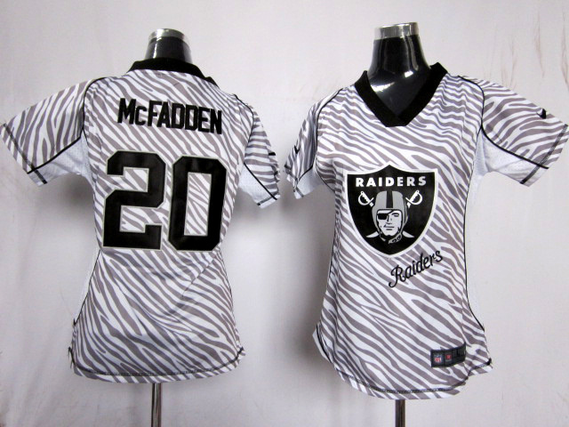 Team Color Darren McFadden Raiders Women Nike Zebra Fashion #20 Jersey
