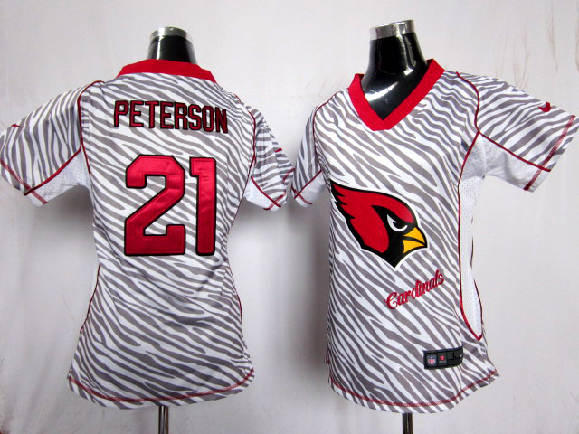 Cardinals #21 Peterson cream Women Zebra Fashion Jersey