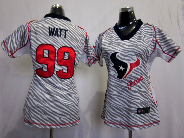 Team Color Watt Texans Nike Womens Zebra Fashion #99 Jersey
