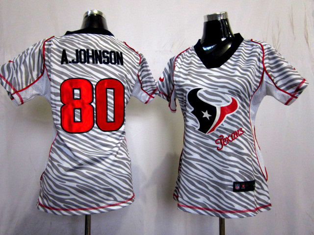 #80 Andre Johnson Team Color Houston Texans 2012 Nike Womens Zebra Fashion jersey