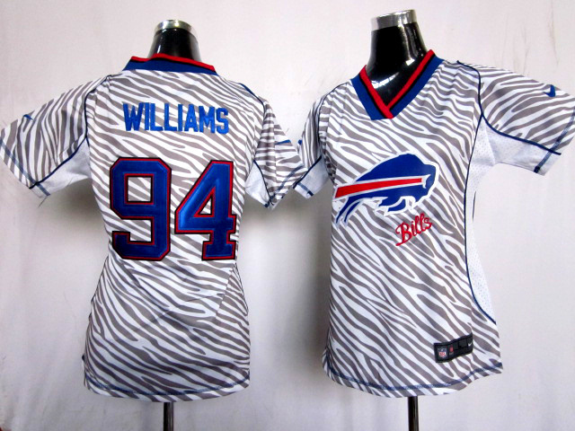 White Mario Williams jersey, Buffalo Bills #94 Women Nike Zebra Fashion jersey