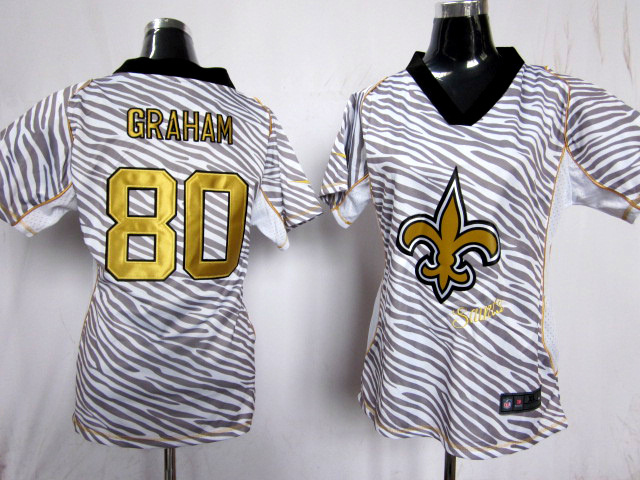 Team Color Jimmy Graham Saints Women Nike Zebra Fashion #80 Jersey
