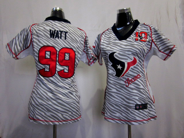 Team Color Watt jersey, Houston Texans #99 2012 Nike Womens Field Flirt Fashion 10TH Anniversary patch jersey